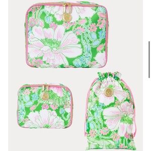 🌴 🦩NWT Lilly Pulitzer Packing Cubes Set of 3 - Putting Green Poppyland 🌴🦩